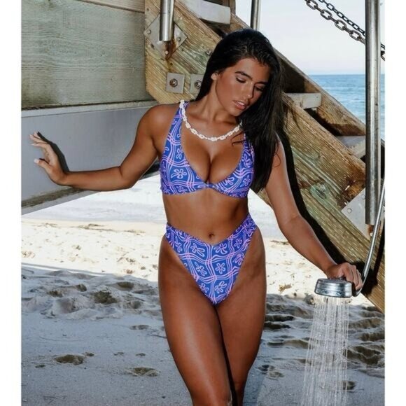 Skatie‎ Penny Bikini in Hermosa Blue Floral Print - Picture 1 of 16
